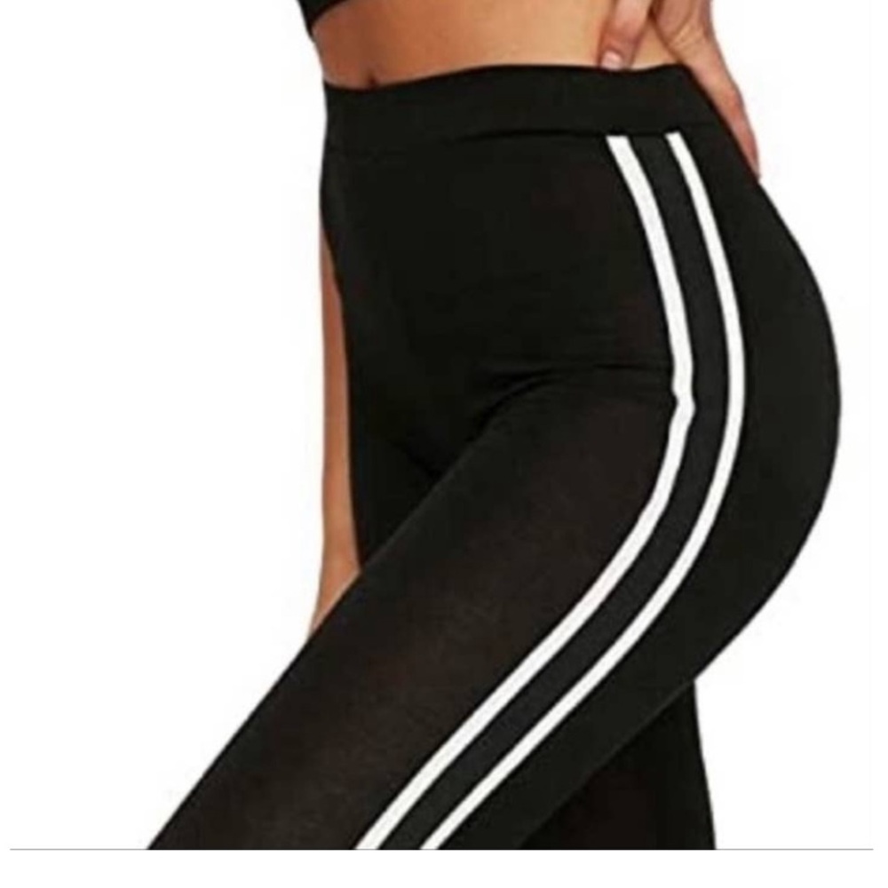 $10 clearance sale Fashion Nova Black Double grey  Striped net insert Leggings